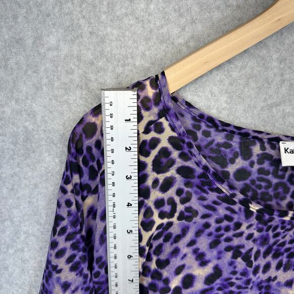Kate & Mallory Designs Top Womens Size Small Purple Leopard Animal Print Sheer - Picture 6 of 12